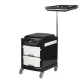 Pedicure Stool and Cosmetic Trolley 16 Plus, Black/White