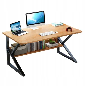 Computer office desk with shelf, 100x60 cm, brown