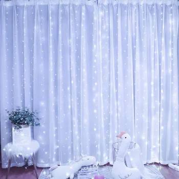 Telcon LED Curtain Lights 100 LED 3m x 1m for Window Decor, Cold White