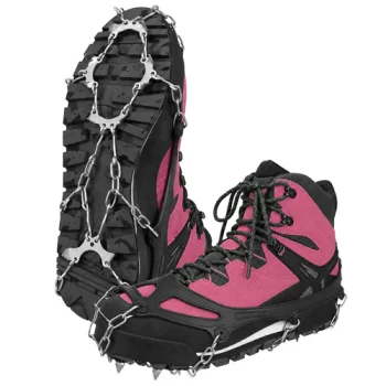 Anti-Slip Ice Grips for Shoes Trizand 36-40, 20 Spikes, Black/Silver