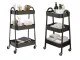 3-Tier Metal Utility Cart on Wheels, Rolling Storage Shelf, Black