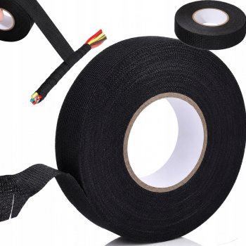 Fabric Electrical Tape for Wires 19mm x 25m, Black