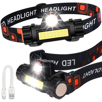 COB 4-in-1 rechargeable headlamp with magnet, black
