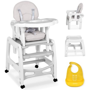 Ricokids Sinco 5-in-1 Convertible High Chair with Table, grey