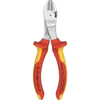 KNIPEX 74 06 160 High Leverage Diagonal Cutter, 160 mm, Red/Yellow