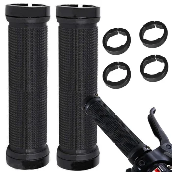 Rubber Bicycle Handlebar Grips with Screw Fastening, Black