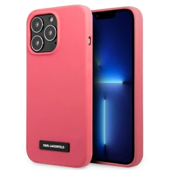 Karl Lagerfeld Silicone Plaque Case for iPhone 13 Pro Max, Fuchsia