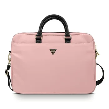 Guess Nylon Triangle Logo Laptop Bag for 16", Pink