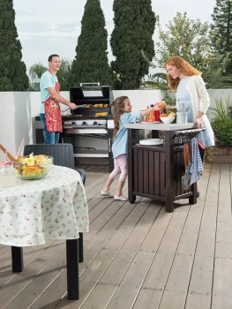 Multifunctional Grill Table with Storage Keter Unity 105L, Brown
