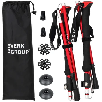 Folding Trekking and Nordic Walking Poles, Red