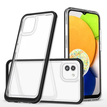 Hybrid Armor Clear 3in1 Case for Samsung Galaxy A03, Black