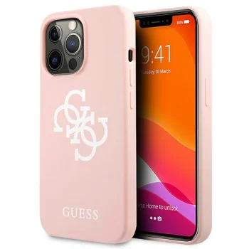 Guess Silicone 4G Logo dėklas skirtas iPhone 13 Pro Max 6.7", rožinis