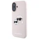 Karl Lagerfeld Silicone Nauble Heads Print MagSafe Case for iPhone 16, Pink
