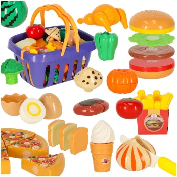 Velcro Cutting Vegetables and Food in Basket, 26 Pieces