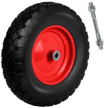 Humberg 4885 Tubeless Wheelbarrow Wheel 4.00-8, Black-Red