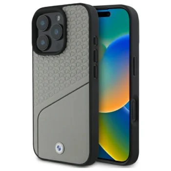 BMW BMHMP16X23RDCLG iPhone 16 Pro Max 6.9" gray/gray hardcase Sign Leather Textured and Line MagSafe