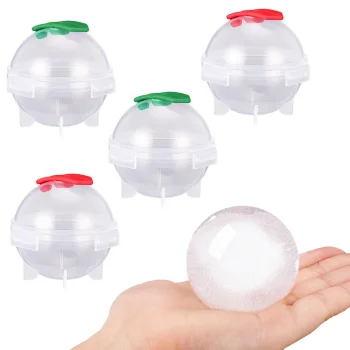 Ice Ball Maker Mold Set, 4 Pcs, Transparent