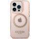 Guess iPhone 14 Pro Max vāciņš Gold Outline Translucent MagSafe Rozā
