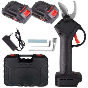 Electric Cordless Pruning Shears, 2x 21V Batteries, Black