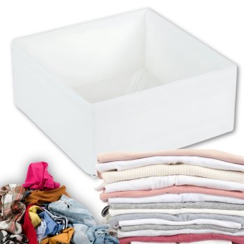 Fabric Drawer Organizer for Underwear and Clothes, 28x28x10 cm, White