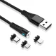 Maxlife MXUC-02 Magnetic 3-in-1 Cable USB to Lightning/USB-C/microUSB 1m 2A, Black