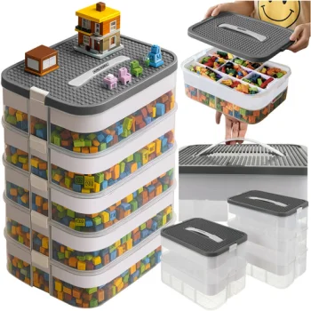 Kruzzel 00025759 5-Tier Modular Toy Storage Box 35L Transparent