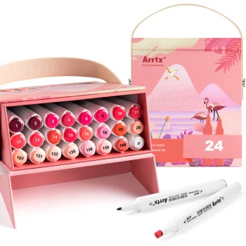 Double-Sided Marker Pens ARRTX Alp, 24 Colours, Red Tones