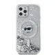 Karl Lagerfeld Liquid Glitter Choupette Head MagSafe dėklas iPhone 12 / 12 Pro, skaidrus