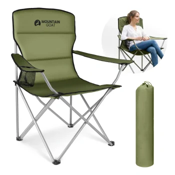 Folding Camping Chair with Armrests MOUNTAIN GOAT, Olive