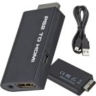 PS2 to HDMI audio adapter for PlayStation 2 gaming, black