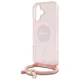 Guess iPhone 16 Case Crossbody Cord Script MagSafe, Pink