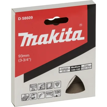 Makita Delta Sandpaper K100 93 mm for Wood and Metal, 10 Pcs, Red