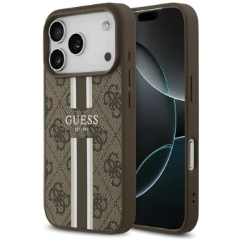 Guess 4G Printed Stripes MagSafe Case for iPhone 17 Pro, Brown