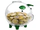 Small Glass Piggy Bank for Coins and Bills, Clear Money Saving Jar for Adults, Gift Idea