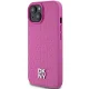 DKNY Leather Pattern Metal Logo MagSafe Case for iPhone 15 / 14 / 13, Pink