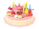 Kids Toy Wooden Birthday Party Cake with Accessories Pretend Food Set, 48 pcs.