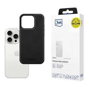 3mk Hardy Silky Leather MagCase for Apple iPhone 15 Pro, Black