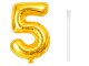 Foil Balloon Number 5 for Birthday Party 66cm, Gold