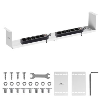 Maclean MC-107 W Under-Desk Cable Organizer, 5kg, White