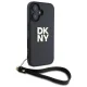DKNY iPhone 16 Case Wrist Strap Stock Logo, Black