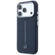 Mercedes Leather Semi Wrap Iconic Line MagSafe Case for iPhone 17 Pro, Navy Blue
