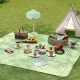 Picnic and Beach Blanket 200x200cm, Waterproof, Green Checkered