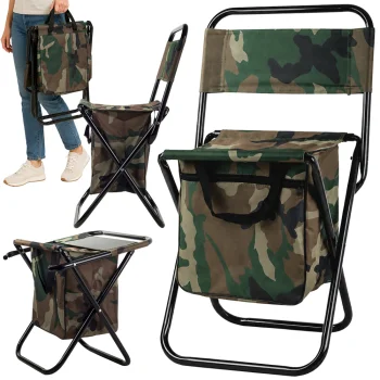 Folding Camping and Fishing Chair with Bag, Camouflage