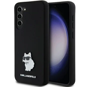 Karl Lagerfeld Samsung Galaxy S23+ Case Silicone Choupette Metal Pin, Black