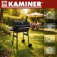 Kaminer Charcoal Grill with Lid and Thermometer, 82x51x117 cm, Black