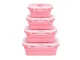 Collapsible Silicone Food Storage Containers 4 Pcs Lunch Box, Pink