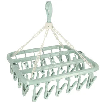 Compact Laundry Drying Hanger with 32 Pegs, Blue