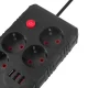 Maclean MCE392 B Power Strip, 4 Outlets + 3xUSB, 2500W, 1.5m, Black