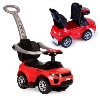 3-in-1 Ride-On Push Car Toddler Walker with Handle, Red