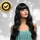 Bakalu Long Black Wavy Wig with Bangs